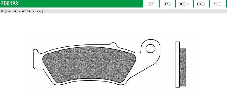 FD0193BT1 ενισχυμένο οργανικό τακάκι εμπρόσθιο της ιταλικής NEWFREN F185